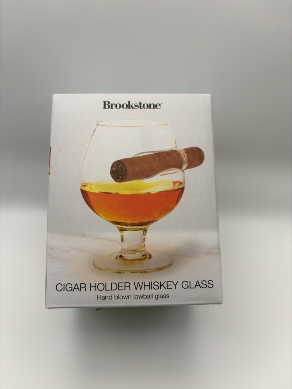 Brookstone Cigar Holder Clear Whiskey Glass